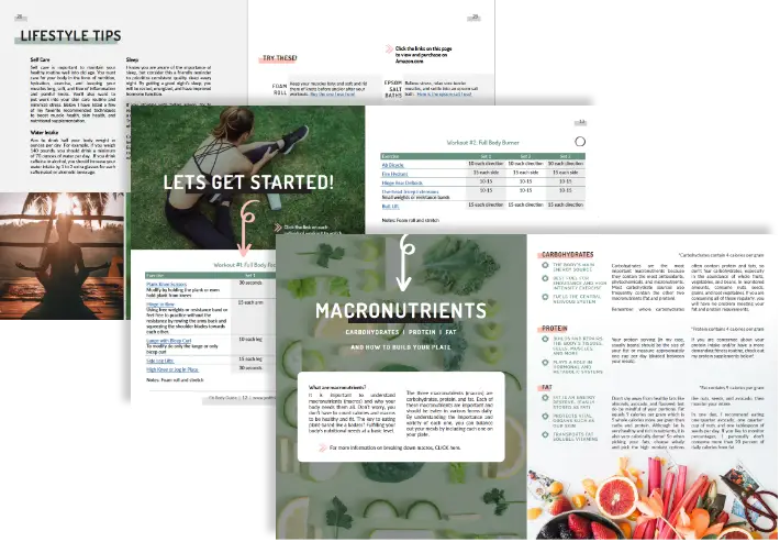 Photo of different pages of JustFit Jumpstart Guide